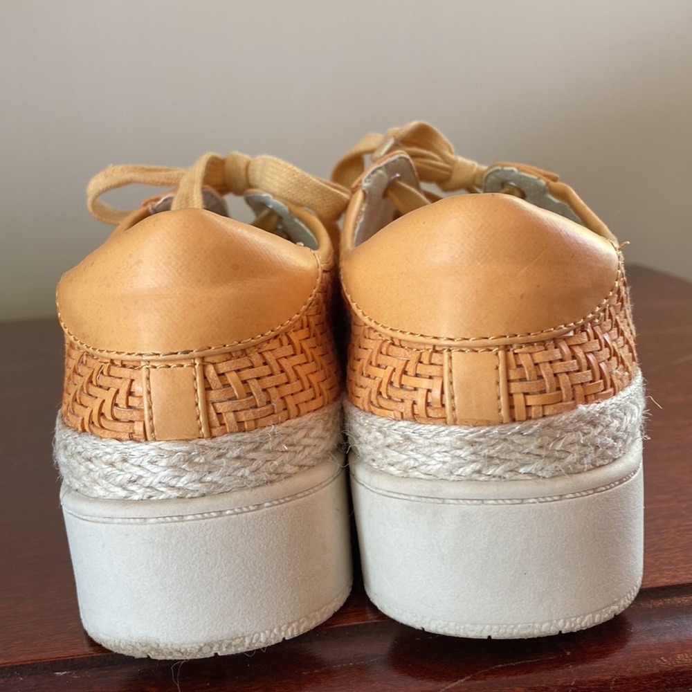 Franco Sarto Hyria Orange 7 Sporty Casual Boho Woven Leather Platform Sneakers - Picture 8 of 13